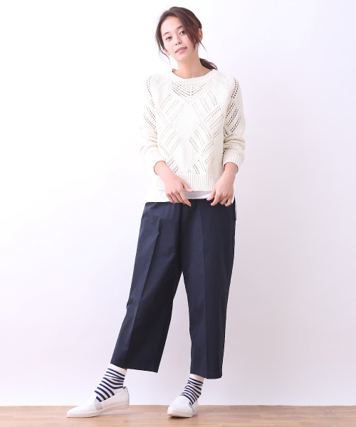 MYSELF ABAHOUSE（マイセルフアバハウス）の「リリヤーン透かし編みPO（ニット/セーター・レディース・ホワイト/サックスブルー/ネイビー・FREE）」の7枚目の写真