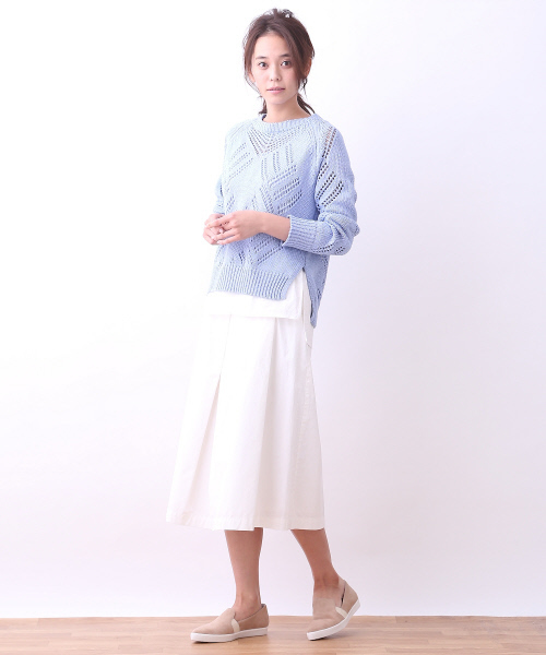 MYSELF ABAHOUSE（マイセルフアバハウス）の「リリヤーン透かし編みPO（ニット/セーター・レディース・ホワイト/サックスブルー/ネイビー・FREE）」の8枚目の写真