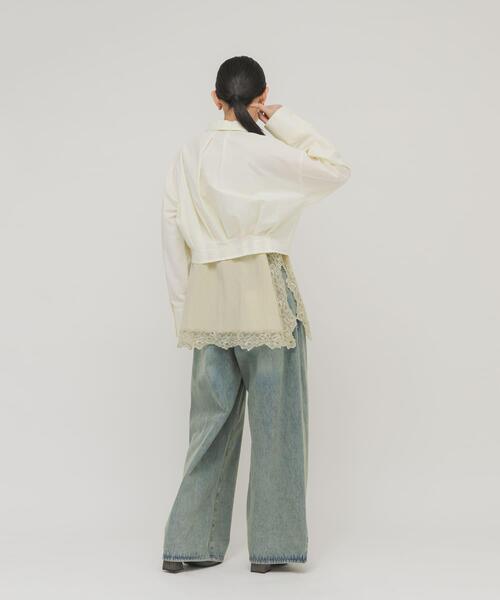 KBF（ケイビーエフ）の「タックヘムクロップドシャツ（シャツ/ブラウス・レディース・アイボリー/ライトブルー/チャコールグレー・ONE）」の10枚目の写真