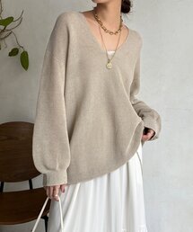 DouDou | ガーター深Vプルオーバー(ニット/セーター)