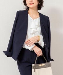 NOLLEY’S Sophi | 《セットアップ対応》ウォッシャブルWクロス2WAYストレッチジャケット(ノーカラージャケット)