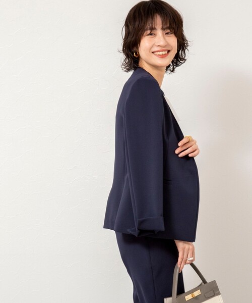 NOLLEY’S Sophi（ノーリーズソフィ）の「《セットアップ対応》ウォッシャブルWクロス2WAYストレッチジャケット（ノーカラージャケット・レディース・ネイビー/ベージュ・36/38）」の15枚目の写真