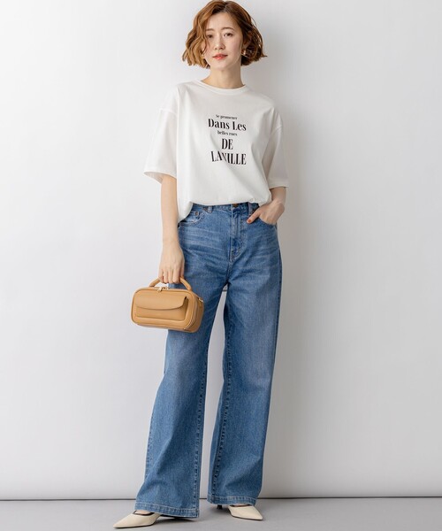 23区 L(ニジュウサンクオオキイサイズ)の「シャツテール ロゴTEE(Tシャツ/カットソー・レディース・グレー系/ダルブルー系/ベージュ系/ホワイト系・46/44)」の7枚目の写真