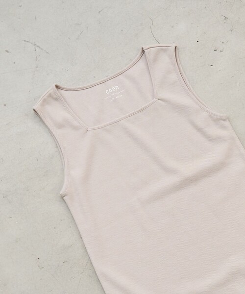 coen（コーエン）の「リブスクエアネックタンクトップ（タンクトップ・レディース・ブラック/ベージュ/オフホワイト/レッド・L/M）」の3枚目の写真