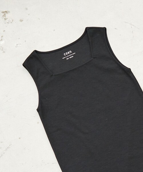 coen（コーエン）の「リブスクエアネックタンクトップ（タンクトップ・レディース・ブラック/ベージュ/オフホワイト/レッド・L/M）」の2枚目の写真