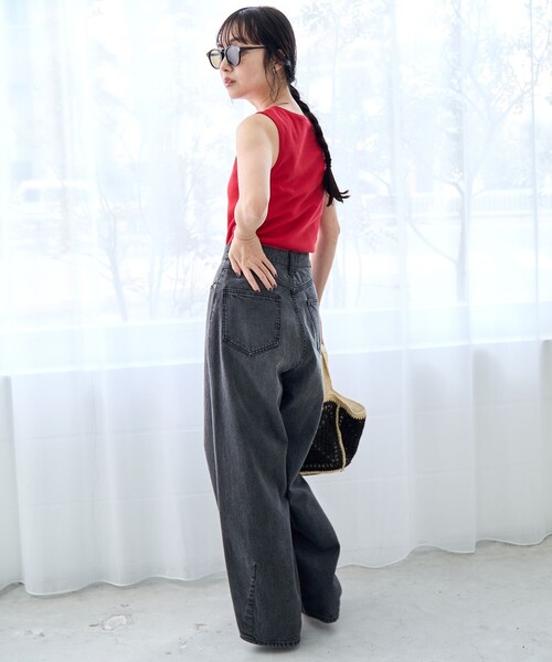 coen（コーエン）の「リブスクエアネックタンクトップ（タンクトップ・レディース・ブラック/ベージュ/オフホワイト/レッド・L/M）」の7枚目の写真