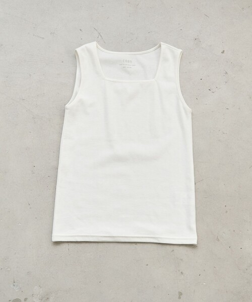 coen（コーエン）の「リブスクエアネックタンクトップ（タンクトップ・レディース・ブラック/ベージュ/オフホワイト/レッド・L/M）」の10枚目の写真