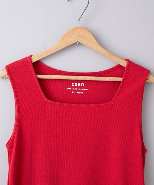 coen（コーエン）の「リブスクエアネックタンクトップ（タンクトップ・レディース・ブラック/ベージュ/オフホワイト/レッド・L/M）」の19枚目の写真