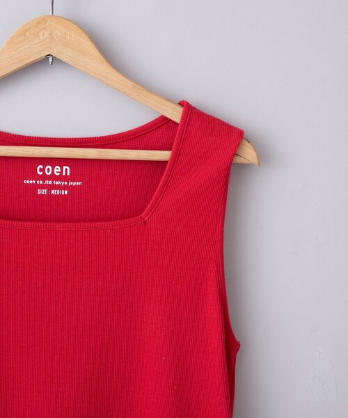 coen（コーエン）の「リブスクエアネックタンクトップ（タンクトップ・レディース・ブラック/ベージュ/オフホワイト/レッド・L/M）」の20枚目の写真
