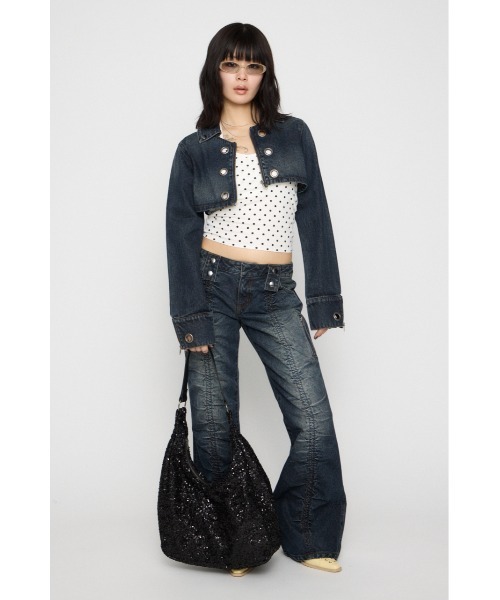 LAGUA GEM(ラグアジェム)の「CROPPED EYELET DENIM ジャケット(デニムジャケット・レディース・ブラック/ブルー・SMALL/MEDIUM)」の14枚目の写真