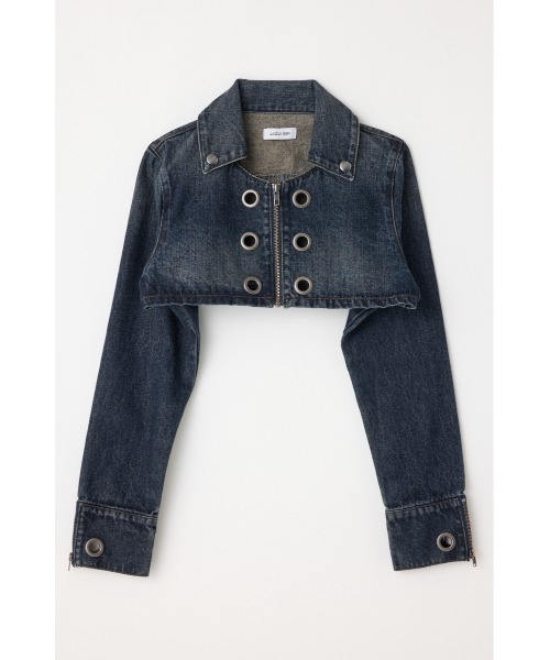 LAGUA GEM（ラグアジェム）の「CROPPED EYELET DENIM ジャケット（デニムジャケット・レディース・ブラック/ブルー・SMALL/MEDIUM）」の16枚目の写真