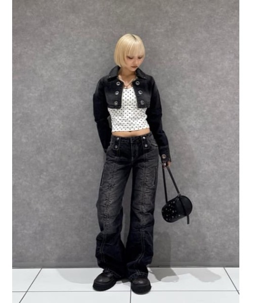 CROPPED EYELET DENIM ジャケット（デニムジャケット）｜LAGUA GEM