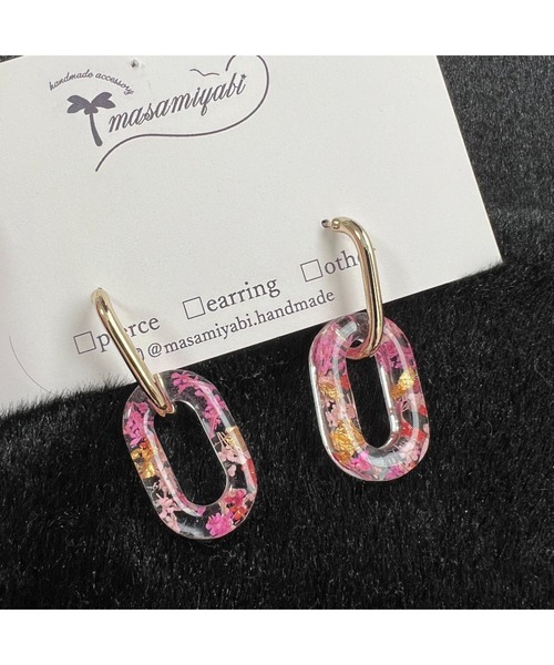 tone(トーン)の「【masamiyabi】オーバルフラワーピアス(MA)(ピアス(両耳用)・レディース・ピンク・FREE)」の2枚目の写真