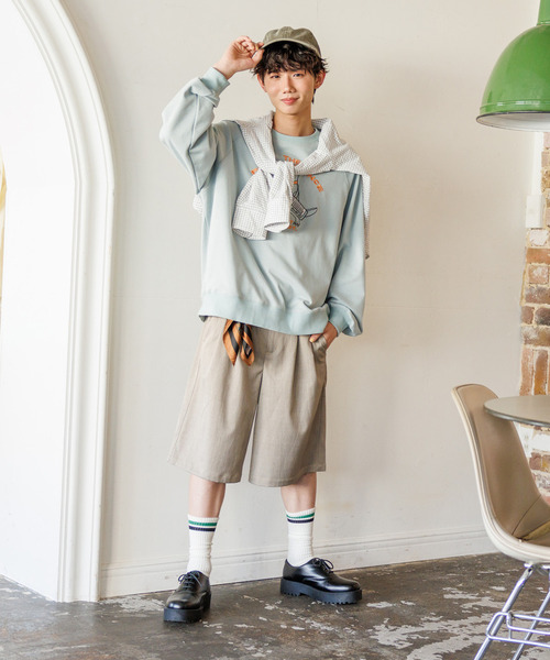 DOUBLE NAME（ダブルネーム）の「配色ステッチタックバミューダパンツ（その他パンツ・レディース・オフホワイト/グレー・FREE）」の7枚目の写真