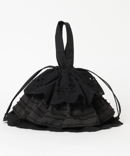 LOWRYS FARM（ローリーズファーム）の「フリルキンチャクＢＡＧ 656172（ハンドバッグ・レディース・ホワイト/ブラック・FREE）」の2枚目の写真