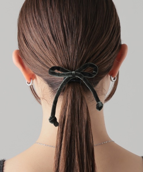 ベルベット風リボン ヘアゴム
