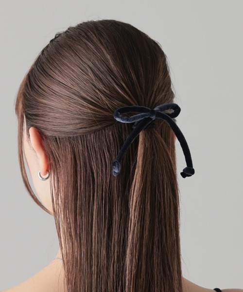 ベルベット風リボン ヘアゴム