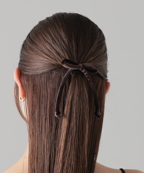 ベルベット風リボン ヘアゴム