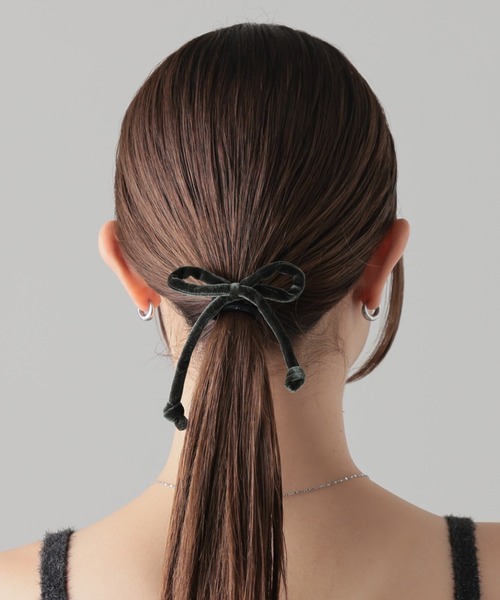 ベルベット風リボン ヘアゴム