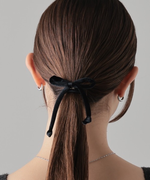 ベルベット風リボン ヘアゴム