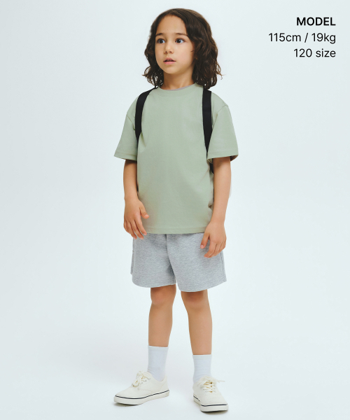 MUSINSA STANDARD KIDS（ムシンサスタンダードキッズ）の「[クールスタンダード] リラックスドクルーネックTシャツ [ペイルグリーン]（Tシャツ/カットソー・レディース・その他・100/110/120/130/140/150/160）」の2枚目の写真