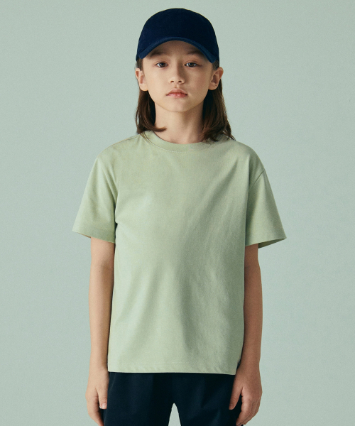 MUSINSA STANDARD KIDS（ムシンサスタンダードキッズ）の「[クールスタンダード] リラックスドクルーネックTシャツ [ペイルグリーン]（Tシャツ/カットソー・レディース・その他・100/110/120/130/140/150/160）」の3枚目の写真