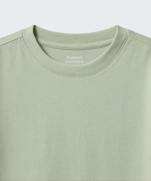 MUSINSA STANDARD KIDS（ムシンサスタンダードキッズ）の「[クールスタンダード] リラックスドクルーネックTシャツ [ペイルグリーン]（Tシャツ/カットソー・レディース・その他・100/110/120/130/140/150/160）」の6枚目の写真
