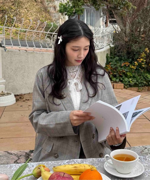 AS KNOW AS plus（アズノゥアズプラス）の「◯ダブルボタンテーラードジャケット　セットアップ可能（テーラードジャケット・レディース・グレー/ベージュ系その他/ネイビー・FREE）」の4枚目の写真