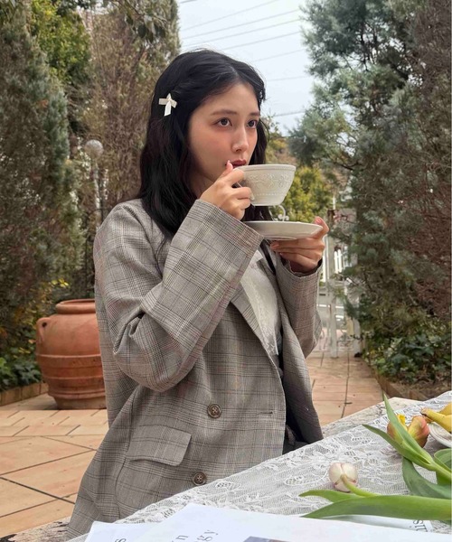 AS KNOW AS plus（アズノゥアズプラス）の「◯ダブルボタンテーラードジャケット　セットアップ可能（テーラードジャケット・レディース・グレー/ベージュ系その他/ネイビー・FREE）」の5枚目の写真