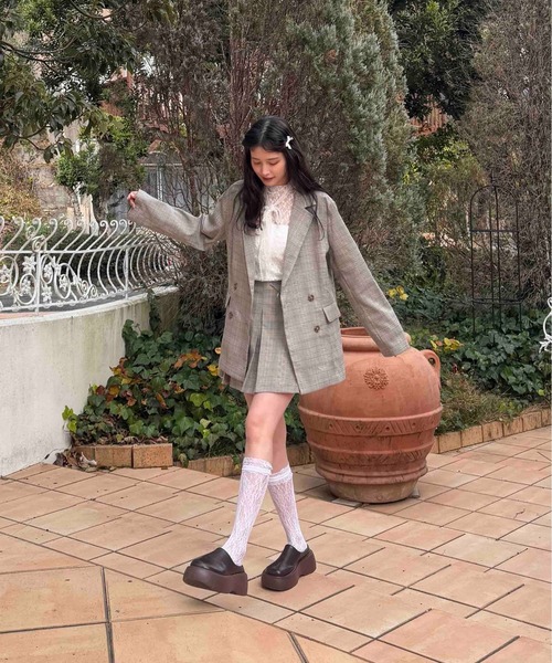 AS KNOW AS plus（アズノゥアズプラス）の「◯ダブルボタンテーラードジャケット　セットアップ可能（テーラードジャケット・レディース・グレー/ベージュ系その他/ネイビー・FREE）」の8枚目の写真