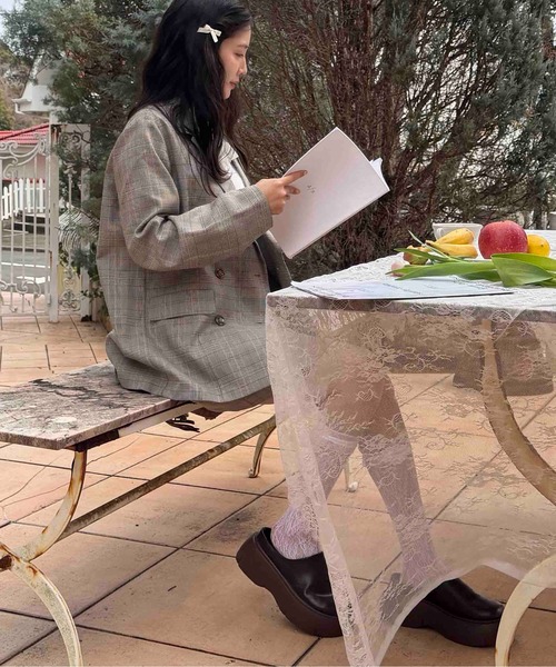 AS KNOW AS plus（アズノゥアズプラス）の「◯ダブルボタンテーラードジャケット　セットアップ可能（テーラードジャケット・レディース・グレー/ベージュ系その他/ネイビー・FREE）」の6枚目の写真