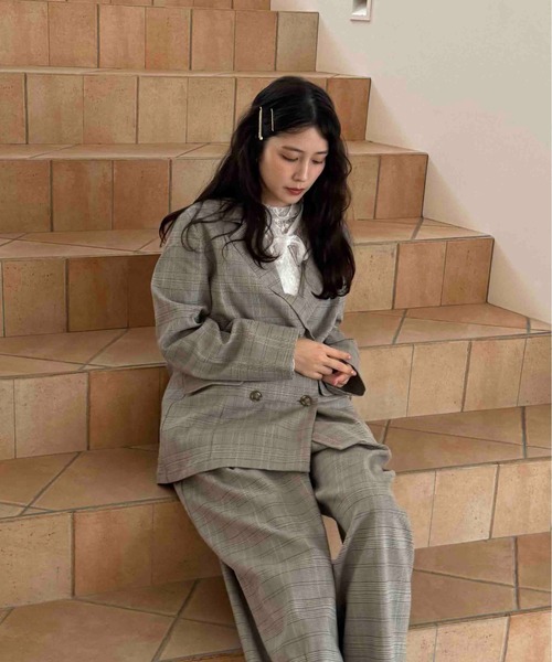 AS KNOW AS plus（アズノゥアズプラス）の「◯ダブルボタンテーラードジャケット　セットアップ可能（テーラードジャケット・レディース・グレー/ベージュ系その他/ネイビー・FREE）」の10枚目の写真