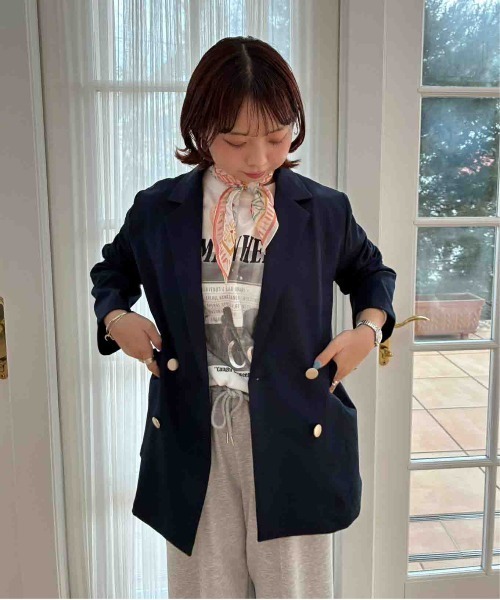 AS KNOW AS plus（アズノゥアズプラス）の「◯ダブルボタンテーラードジャケット　セットアップ可能（テーラードジャケット・レディース・グレー/ベージュ系その他/ネイビー・FREE）」の16枚目の写真
