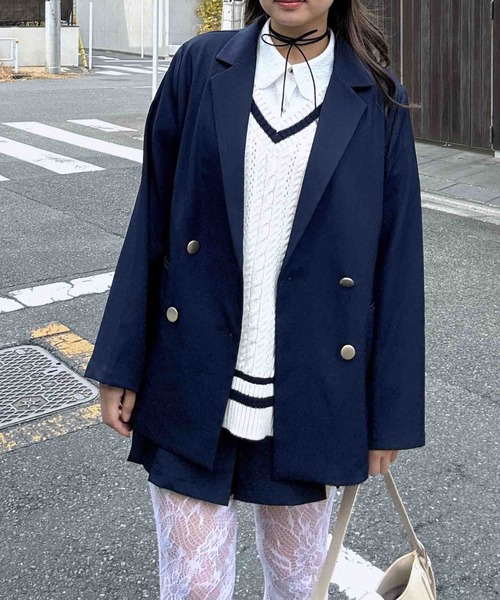 AS KNOW AS plus（アズノゥアズプラス）の「◯ダブルボタンテーラードジャケット　セットアップ可能（テーラードジャケット・レディース・グレー/ベージュ系その他/ネイビー・FREE）」の21枚目の写真