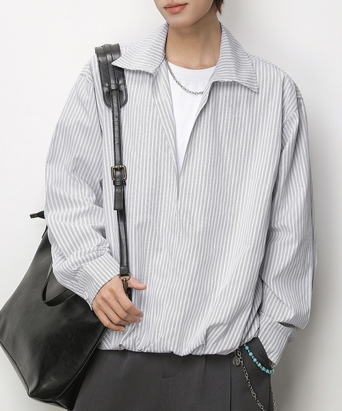 TOBEE（トゥビー）の「【TOBEE】Tシャツセット風 ルーズシルエット ストライププルオーバー（シャツ/ブラウス・メンズ・ブルー/ホワイト・MEDIUM/XX-LARGE/X-LARGE/LARGE）」の22枚目の写真