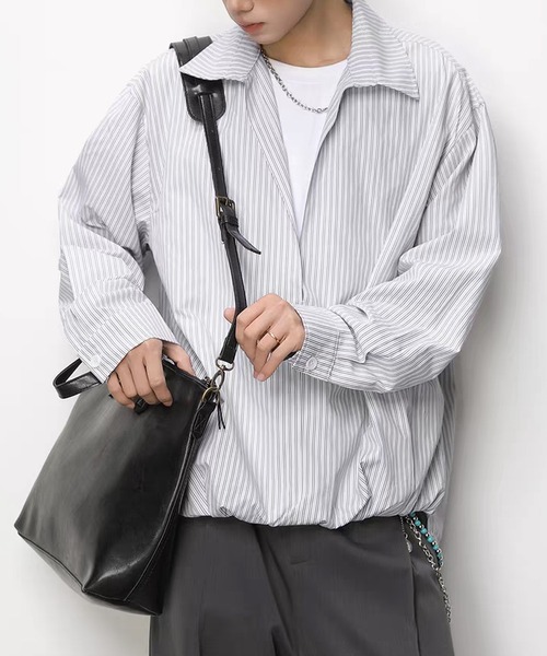 TOBEE（トゥビー）の「【TOBEE】Tシャツセット風 ルーズシルエット ストライププルオーバー（シャツ/ブラウス・メンズ・ブルー/ホワイト・MEDIUM/XX-LARGE/X-LARGE/LARGE）」の4枚目の写真