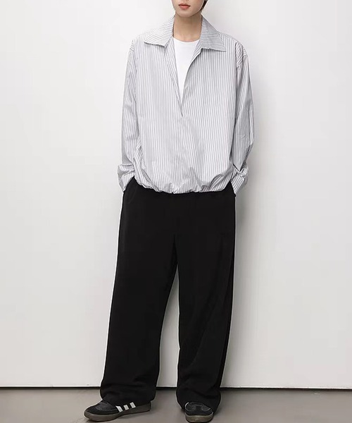 TOBEE（トゥビー）の「【TOBEE】Tシャツセット風 ルーズシルエット ストライププルオーバー（シャツ/ブラウス・メンズ・ブルー/ホワイト・MEDIUM/XX-LARGE/X-LARGE/LARGE）」の6枚目の写真