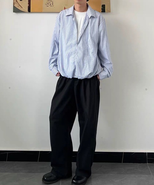 TOBEE（トゥビー）の「【TOBEE】Tシャツセット風 ルーズシルエット ストライププルオーバー（シャツ/ブラウス・メンズ・ブルー/ホワイト・MEDIUM/XX-LARGE/X-LARGE/LARGE）」の21枚目の写真