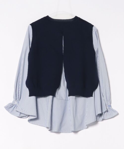 CLEAR BASIC（クリアベーシック）の「ニットベスト＆裾フリルブラウスセット[オフィスカジュアル レイヤード]≪新作≫（シャツ/ブラウス・レディース・ブラック/グレー/ネイビー・F）」の16枚目の写真