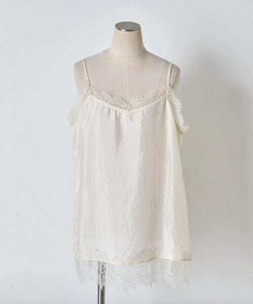 Jena espace merveilleux（ジェナ　エスパスメルヴェイユ）の「【シンプルコーデを格上げ】レースキャミソール（シャツ/ブラウス・レディース・アイボリー/ブラック・FREE）」の12枚目の写真