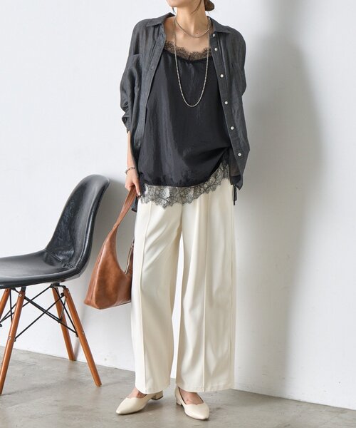 Jena espace merveilleux（ジェナ　エスパスメルヴェイユ）の「【シンプルコーデを格上げ】レースキャミソール（シャツ/ブラウス・レディース・アイボリー/ブラック・FREE）」の20枚目の写真