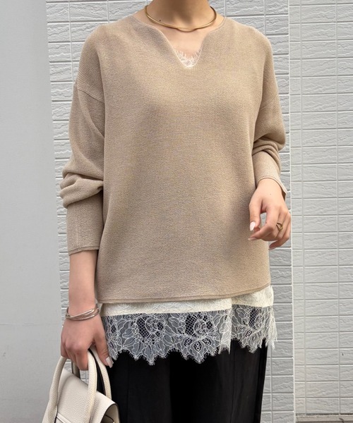 Jena espace merveilleux（ジェナ　エスパスメルヴェイユ）の「【旬のレイヤード】レースキャミソール（シャツ/ブラウス・レディース・アイボリー/ブラック・FREE）」の3枚目の写真
