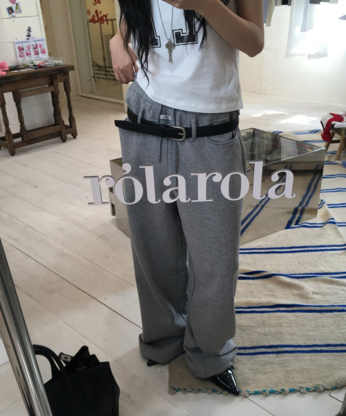ROLAROLA(ロラロラ)の「BELT SET TWO-WAY SWEAT PANTS GRAY(スウェットパンツ・レディース・グレー・FREE)」の2枚目の写真