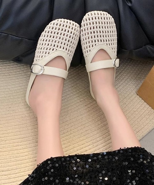 Miniministore（ミニミニストア）の「メッシュパンプスラウンドトゥシューズ春夏（サンダル・レディース・ブラック/アイボリー・L/S/M）」の2枚目の写真