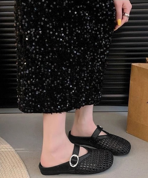 Miniministore（ミニミニストア）の「メッシュパンプスラウンドトゥシューズ春夏（サンダル・レディース・ブラック/アイボリー・L/S/M）」の4枚目の写真