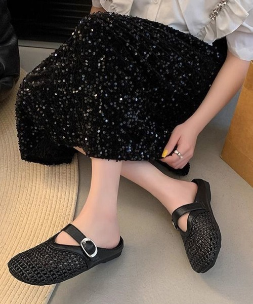 Miniministore（ミニミニストア）の「メッシュパンプスラウンドトゥシューズ春夏（サンダル・レディース・ブラック/アイボリー・L/S/M）」の8枚目の写真