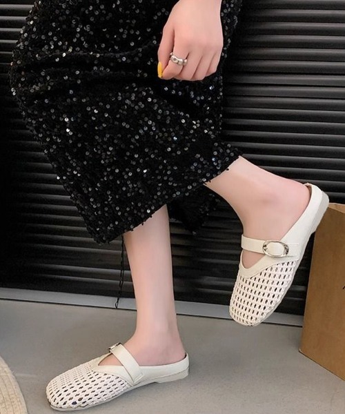 Miniministore（ミニミニストア）の「メッシュパンプスラウンドトゥシューズ春夏（サンダル・レディース・ブラック/アイボリー・L/S/M）」の10枚目の写真