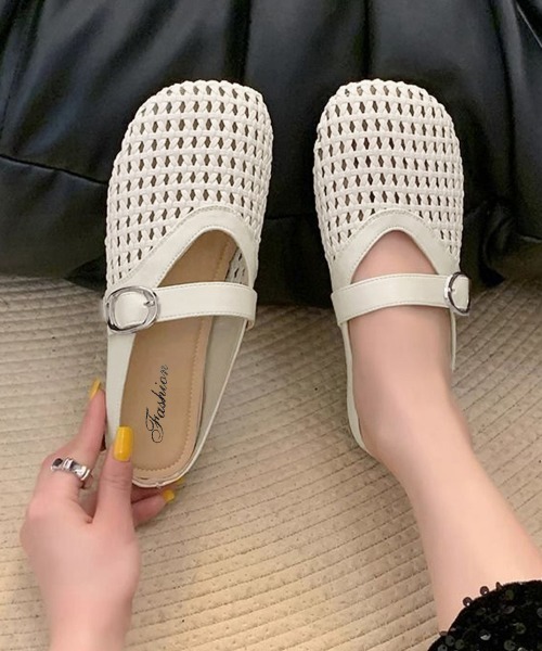 Miniministore（ミニミニストア）の「メッシュパンプスラウンドトゥシューズ春夏（サンダル・レディース・ブラック/アイボリー・L/S/M）」の12枚目の写真