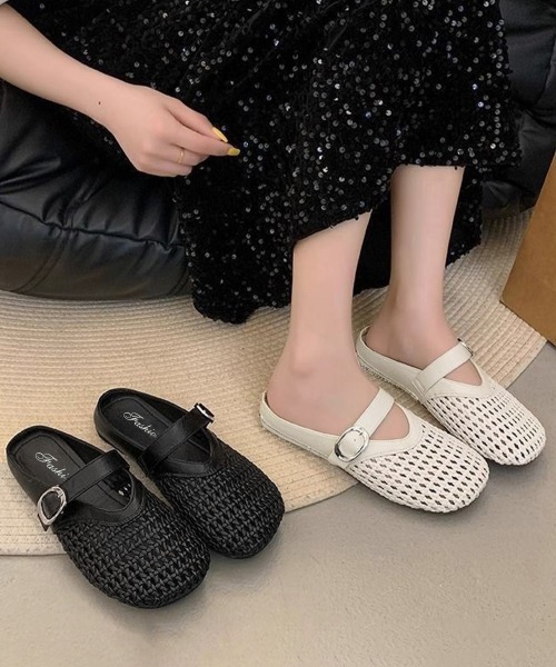 Miniministore（ミニミニストア）の「メッシュパンプスラウンドトゥシューズ春夏（サンダル・レディース・ブラック/アイボリー・L/S/M）」の15枚目の写真