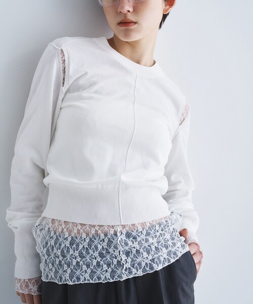 CODE A(コードエー)の「slit pullover knit(ニット/セーター・レディース・ピンク/ホワイト/グレー/ブラック・00)」の16枚目の写真